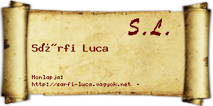 Sárfi Luca névjegykártya